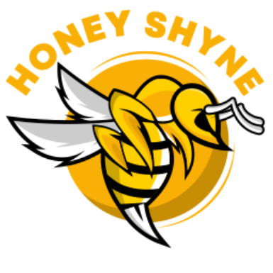 HoneyShyne Logo, wasp on yellow background
